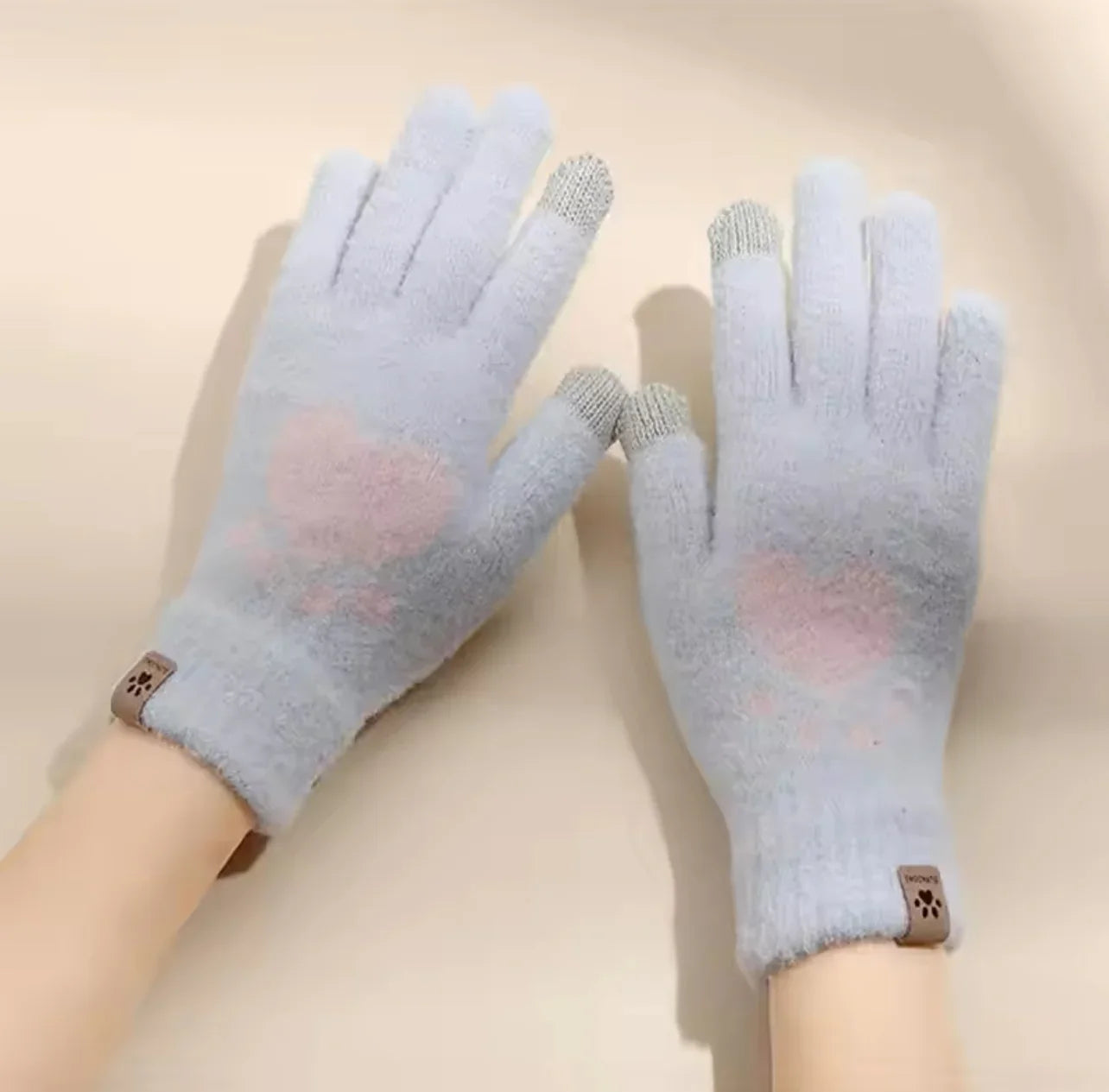 LADIES TOUCH SCREEN HEART PLUSH GLOVES - Maa Sadqay