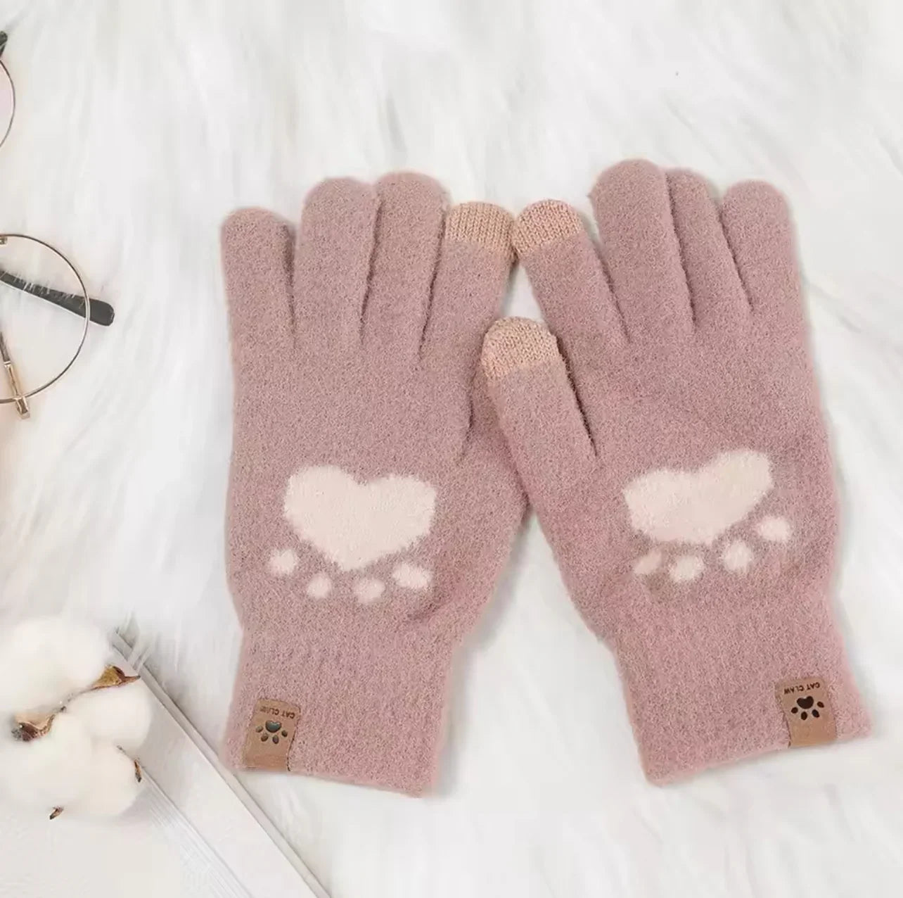 LADIES TOUCH SCREEN HEART PLUSH GLOVES - Maa Sadqay