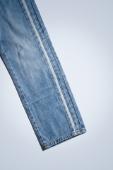 Unisex Light Wash Side-Stripe Wide-Leg Jeans - DJ9