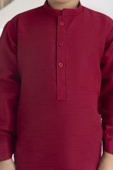 Raw silk festive kurta Pajama For Boys - Maroon