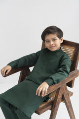 Raw silk festive kurta Pajama For Boys -Emerald Green