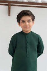 Raw silk festive kurta Pajama For Boys -Emerald Green