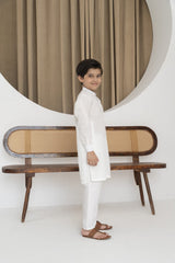 Raw silk festive kurta Pajama For Boys - Off white