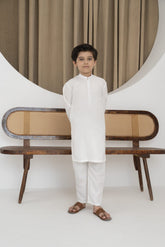 Raw silk festive kurta Pajama For Boys - Off white