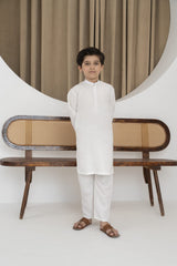 Raw silk festive kurta Pajama For Boys - Off white