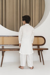 Raw silk festive kurta Pajama For Boys - Off white