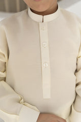 Raw silk festive kurta Pajama For Boys - Cream