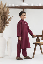 Raw silk festive kurta Pajama For Boys - Maroon