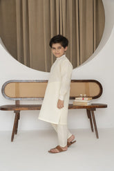 Raw silk festive kurta Pajama For Boys - Cream