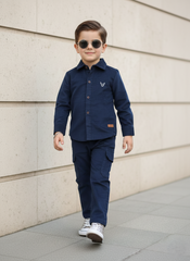 Corduroy Co-ord set for boys-Royal cc6 - Maa Sadqay