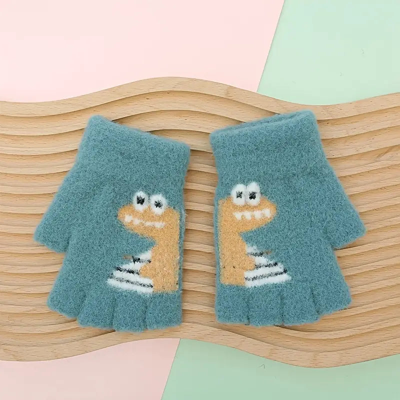 Kids Warm Woolen Premium Fingerless Gloves