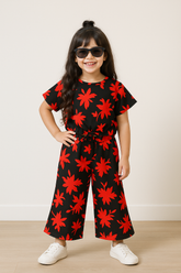 Black & Red -Crop-top with Bell Bottom -CT161 - Maa Sadqay