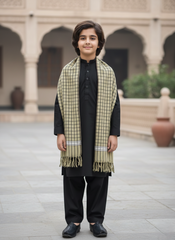 Boys Premium Checkered Woolen Shawl - Skin