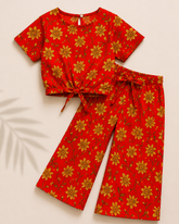 Fresh Red -Crop-top with Bell Bottom -CT160