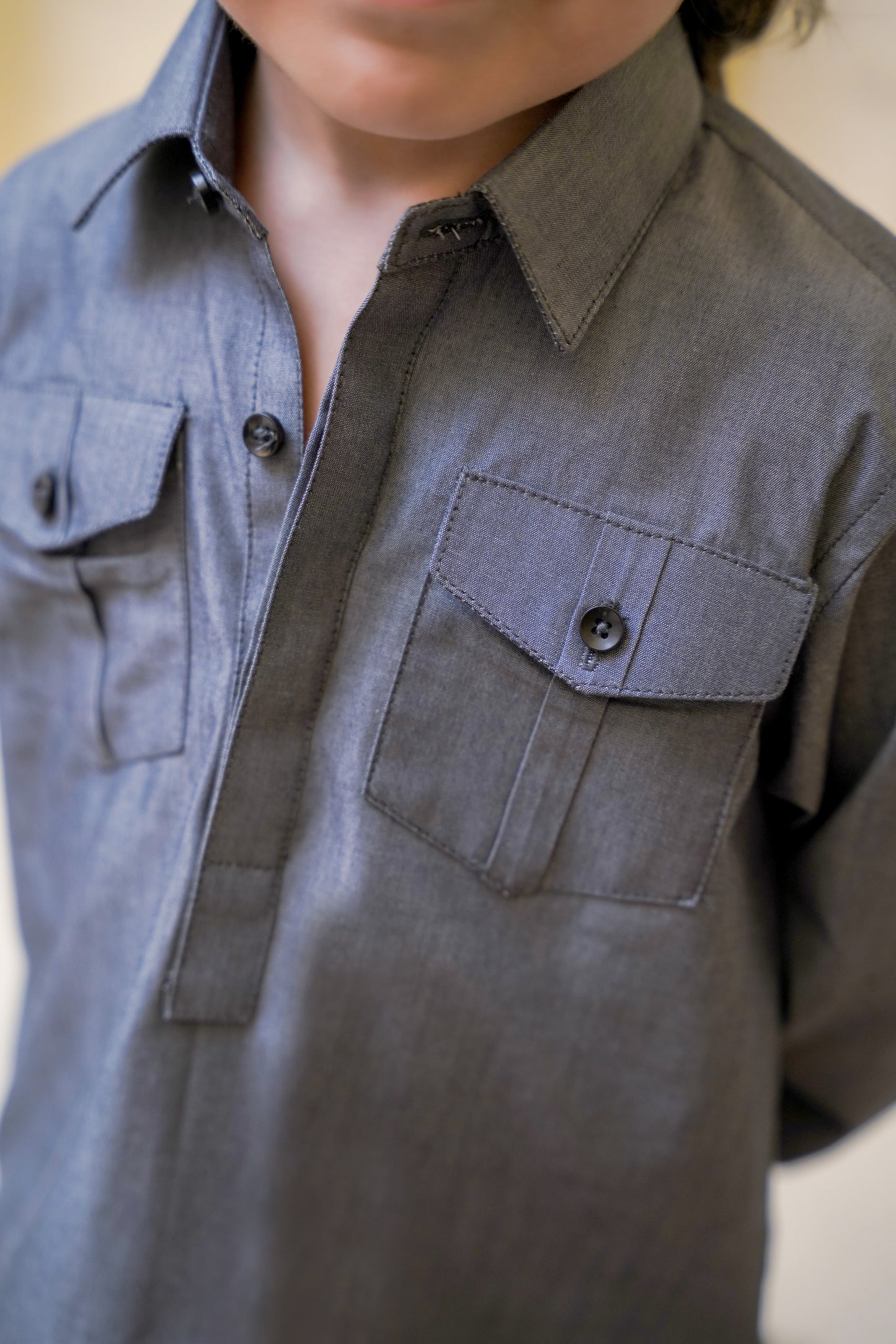 Boys Double Pocket Co-ord Set - Textured Grey