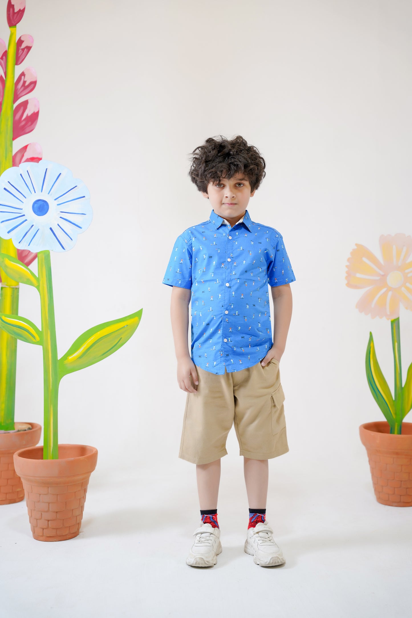 Playful Printed Royal Blue Casual Shirt -BCS01 - Maa Sadqay