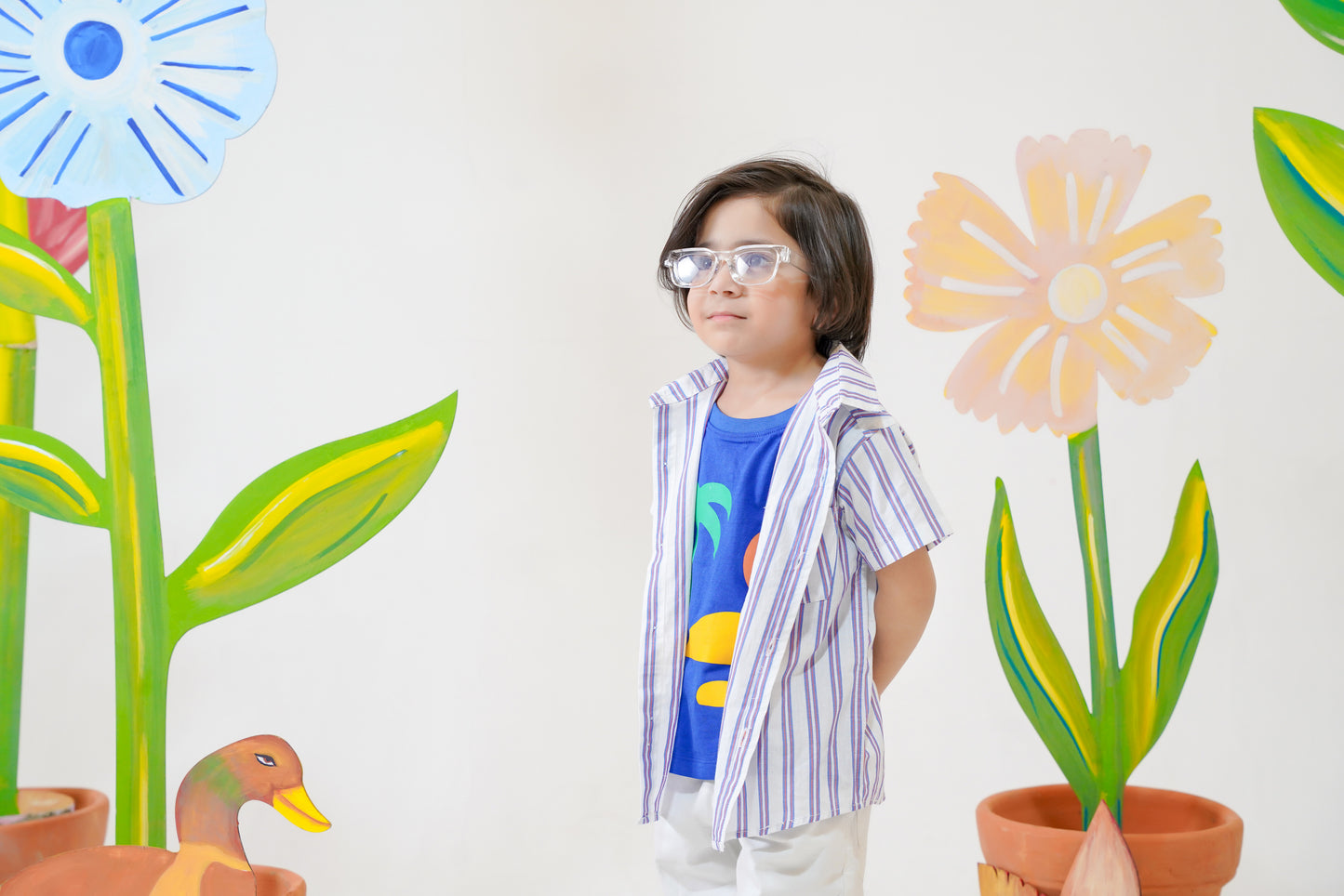 White Striped Double Shirt -Blue Inner -DS112