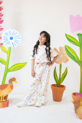 White Ocean crop-top with Bell Bottom -CT142 - Maa Sadqay