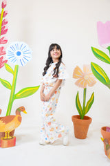 White Ocean crop-top with Bell Bottom -CT142 - Maa Sadqay