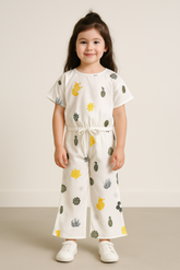 White Cactus crop-top with Bell Bottom -CT141