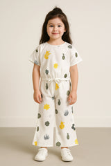 White Cactus crop-top with Bell Bottom -CT141