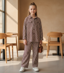 Printed Tropical Corduroy Co-Ord Set - Girls