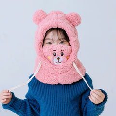 BC114 - Warm Plush 2 in 1 Cap with Mask - Free Size - Maa Sadqay