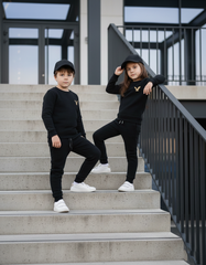 Premium Quilted Fleece Unisex Jogger Suit for Kids - Black