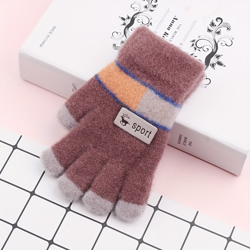 Kids Warm Woolen Premium Plush Gloves - Colour Tip 4-10 y