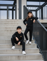 Premium Quilted Fleece Unisex Jogger Suit for Kids - Black