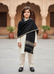 Boys Premium Woolen Shawl -Black