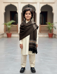 Boys Premium Woolen Shawl - Brown