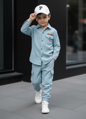 Corduroy Co-ord set for boys- Baby Blue cc4