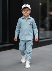 Corduroy Co-ord set for boys- Baby Blue cc4
