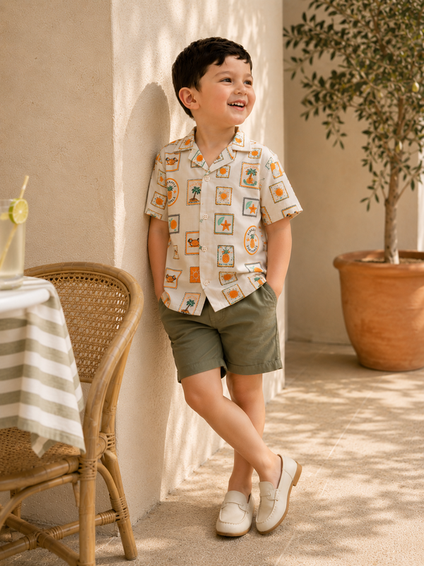 Boys Premium Graphic Button-Down Shirt - BCOS1002