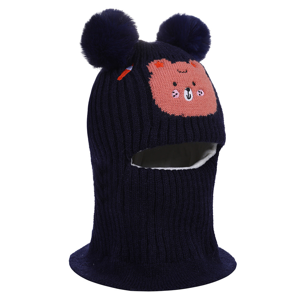 Unisex Woolen long One Piece Beanie Cap Ear & Neck Protection 2-6y - Bc123