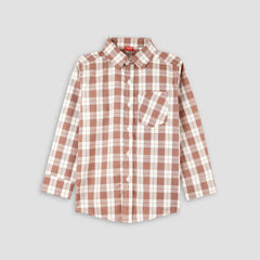 Soft brown Checkered Full Sleeves Casual shirt -BCS04 - Maa Sadqay