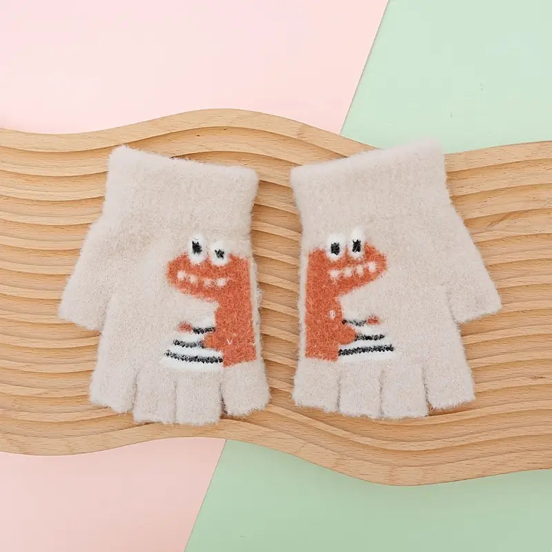 Kids Warm Woolen Premium Fingerless Gloves