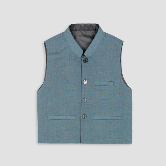 Boys Waistcoat Self-Soft blue -WC18