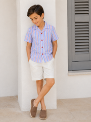 Boys Striped Relaxed Fit Cotton Shirt-BCS152