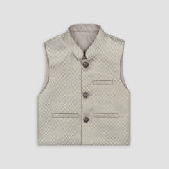 Boys Waistcoat Textured Silver Skin -WC22 - Maa Sadqay