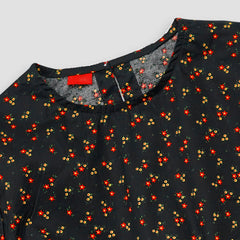 Printed Black-Crop-top with Bell Bottom -CT153