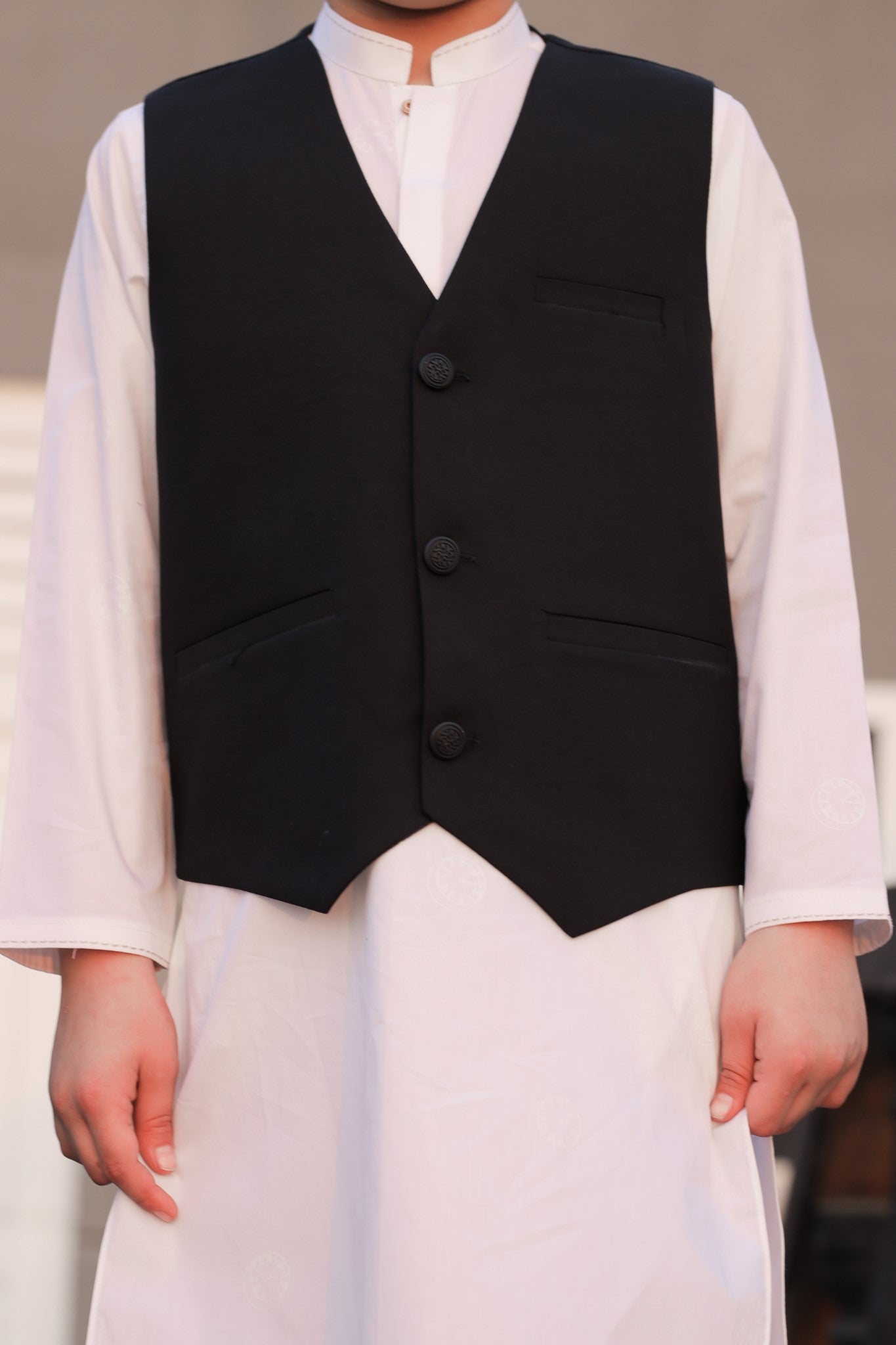 Boys Waistcoat V-Neck Royal Black -WC11