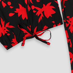 Black & Red -Crop-top with Bell Bottom -CT161 - Maa Sadqay