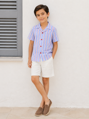Boys Striped Relaxed Fit Cotton Shirt-BCS152