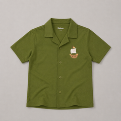 Boys Summer Pirate Ship Print Button-Down Shirt - BCOS1014