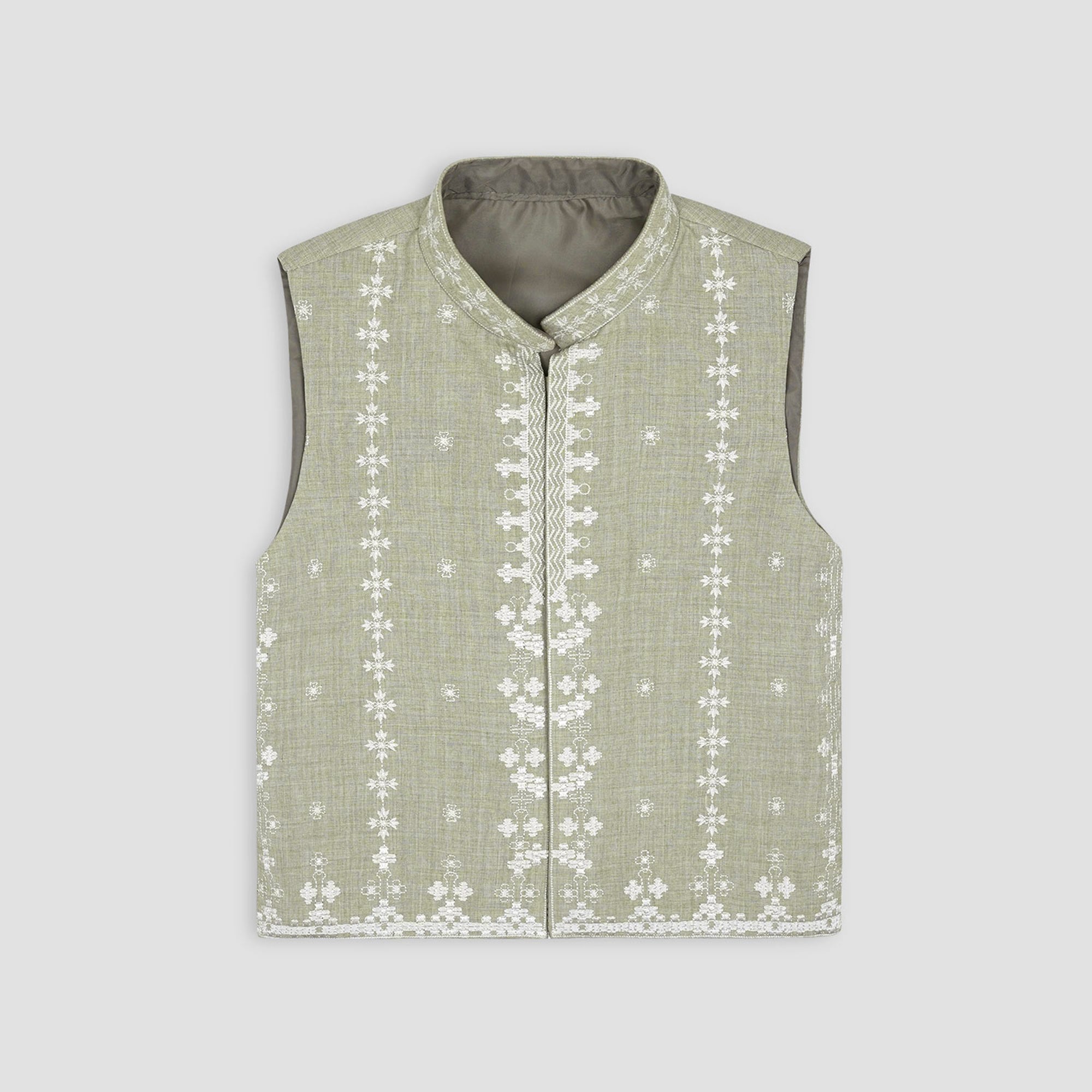 Boys Embroidered Waistcoat Apple Green -WC01 - Maa Sadqay