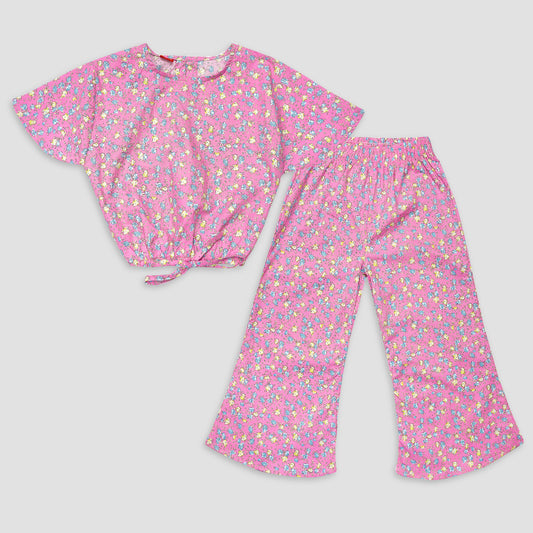 Pinky Petals-Crop-top with Bell Bottom -CT150