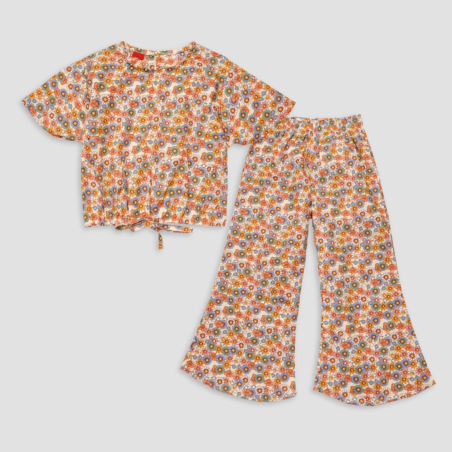 Soothing Floral-Crop-top with Bell Bottom -CT154