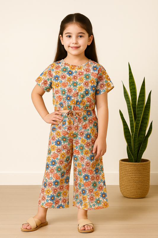 Soothing Floral-Crop-top with Bell Bottom -CT154